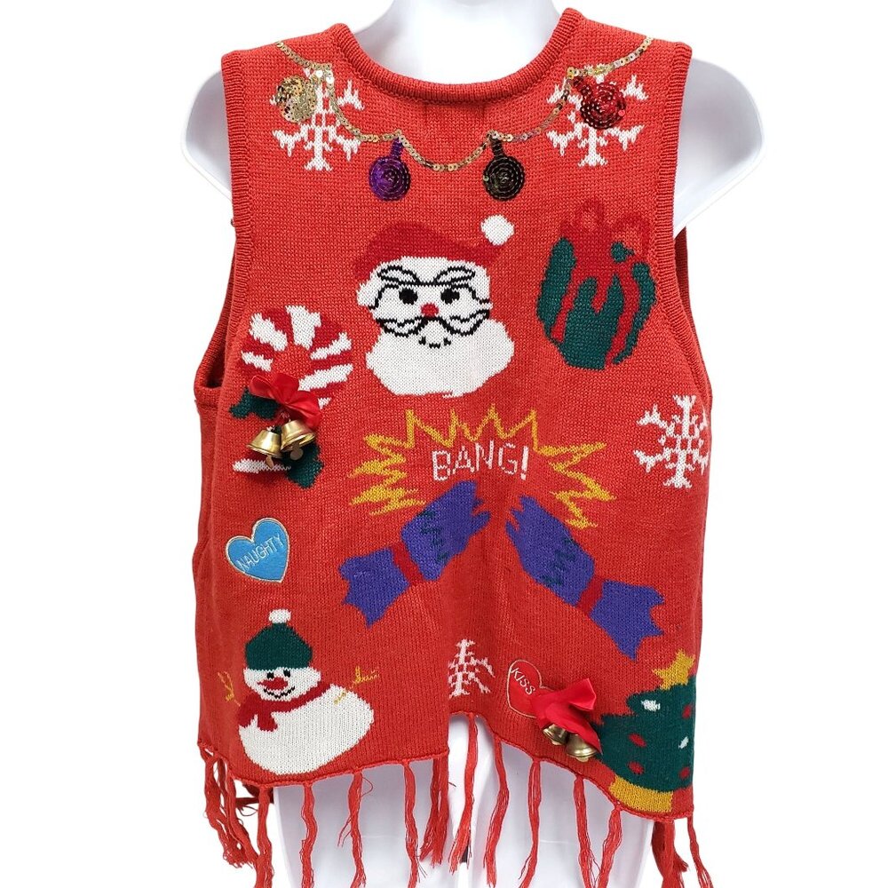 Poof Womens Christmas Holiday Sweater Vest - Picture 2 of 11